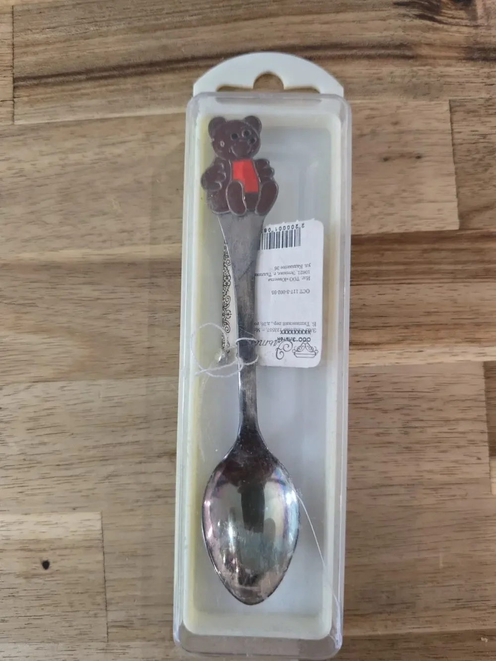 Vintage Soviet USSR Silver 916 Enamel 1980 Moscow Olympics Misha Bear Baby Spoon
